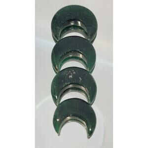 4 Genuine Jade Moon Cabochons!! 118 Carats of Deep Green Jade!